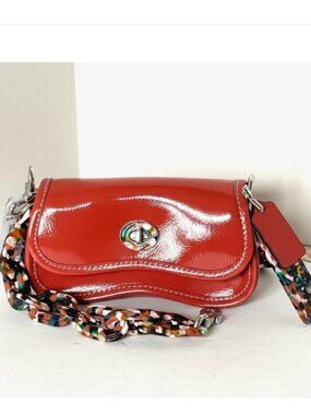 Coach Coachtopia Mini Wavy Dinky CQ853 Deep Orange Patent Crossbody